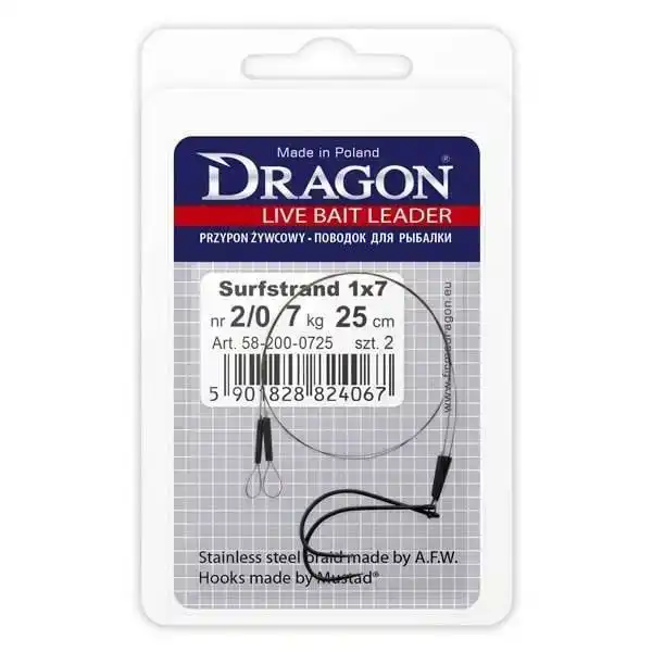 Live Bait Leader Haak: 2/0 - 25 cm - 7 kg