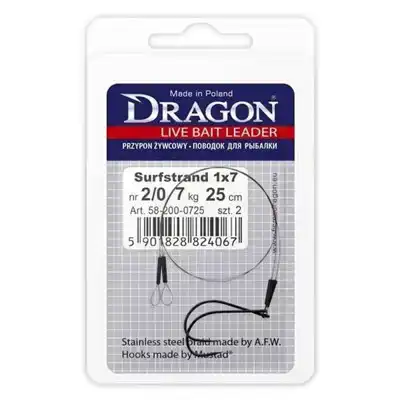 Live Bait Leader Haak: 2/0 - 25 cm - 7 kg